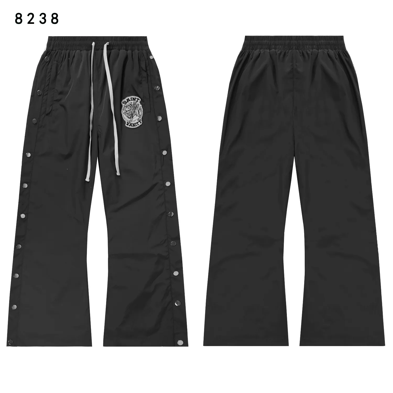 Style number: 6036 top P212 Style number: 8238 pants P184 Fabric: woven + lining Real stock SAINT VANITY embroidered breasted sports casual windbreaker jacket and trousers suit Color: Black Yellow Red Gray Size: S M L XL